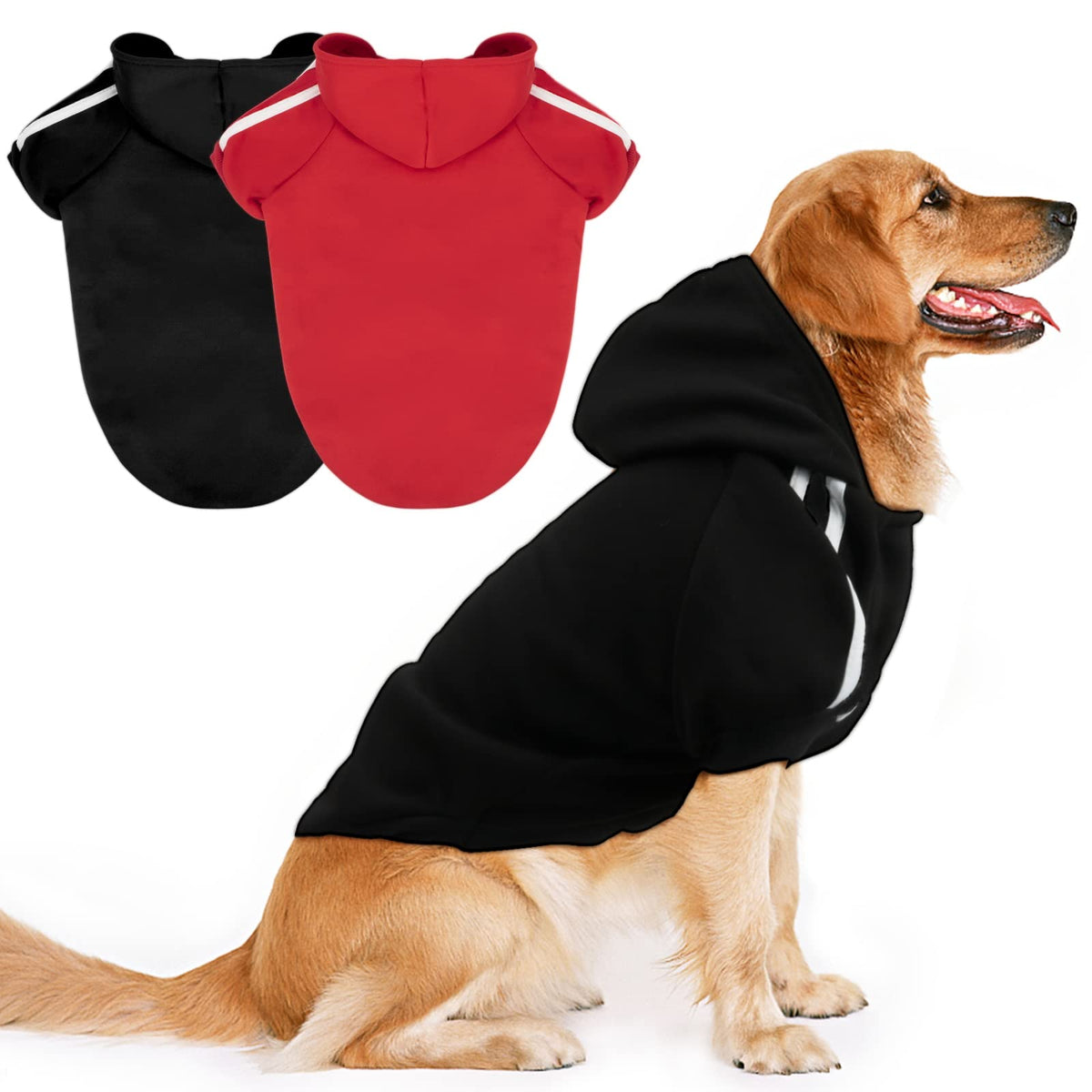 Rypet dog hoodie red wear demonstrates cozy warmth during outdoor adventures