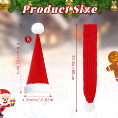Rypet dog Santa hat demonstrates elastic band for comfy wear.