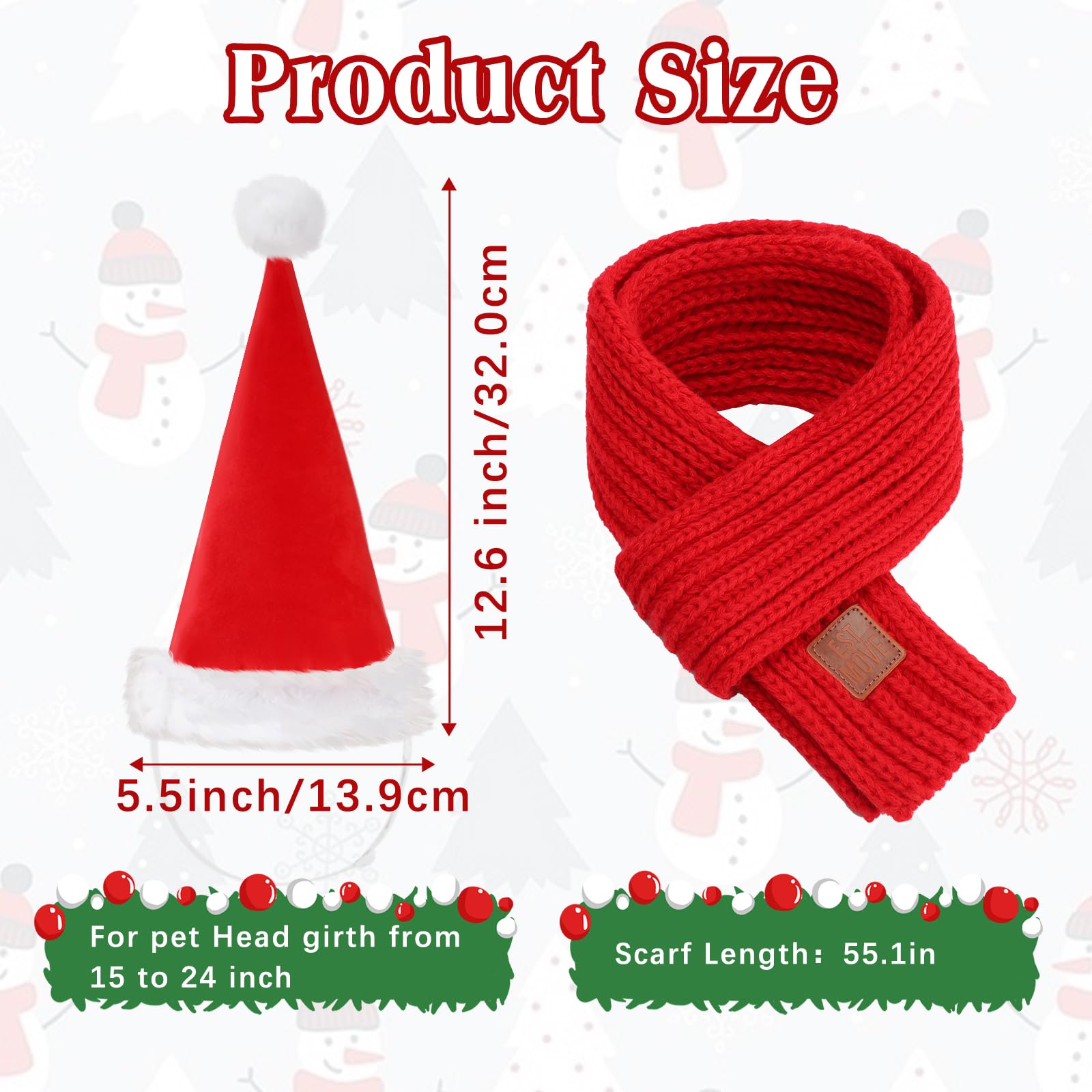 Rypet dog Santa scarf worn on large dog for warm holiday styling.