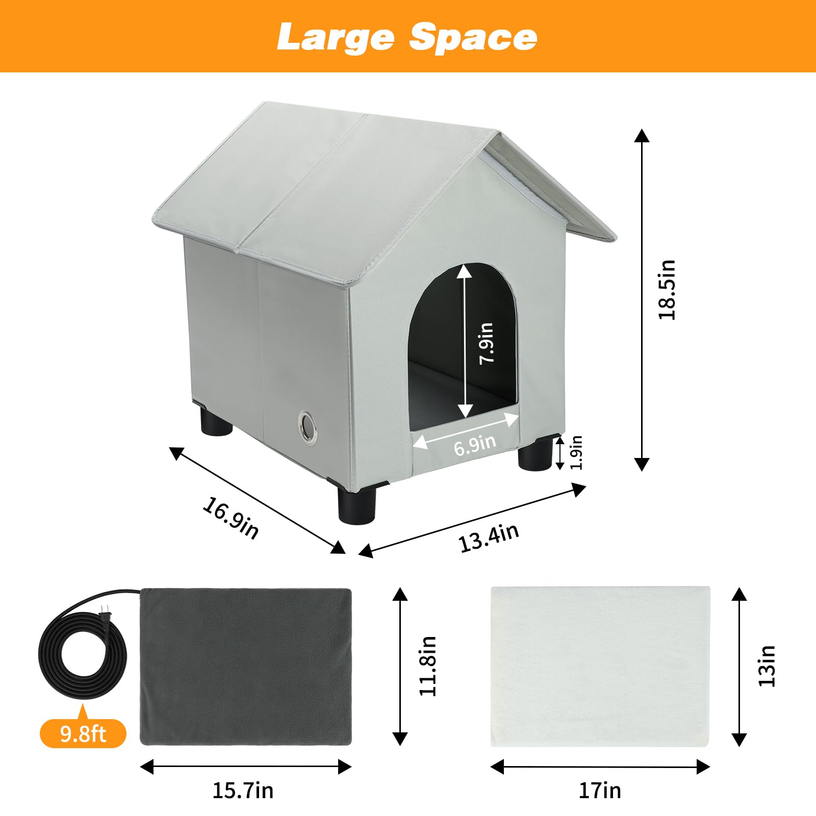 Rypet heated cat house with waterproof roof and door flaps for weather-ready shelter