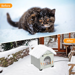 Rypet outdoor cat shelter with dual exits and clear flaps for escape-free access