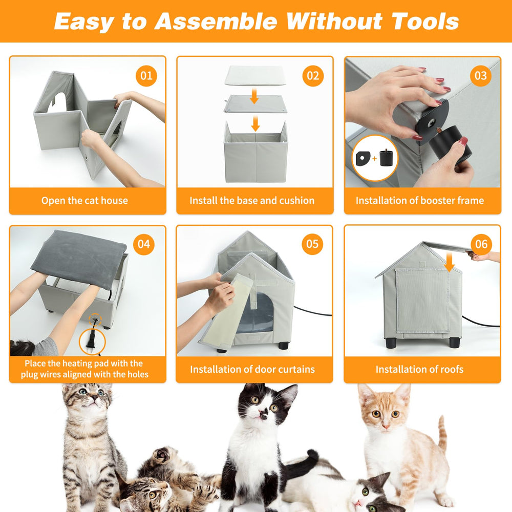 Rypet easy-assembly cat house with tool-free setup for porch or barn