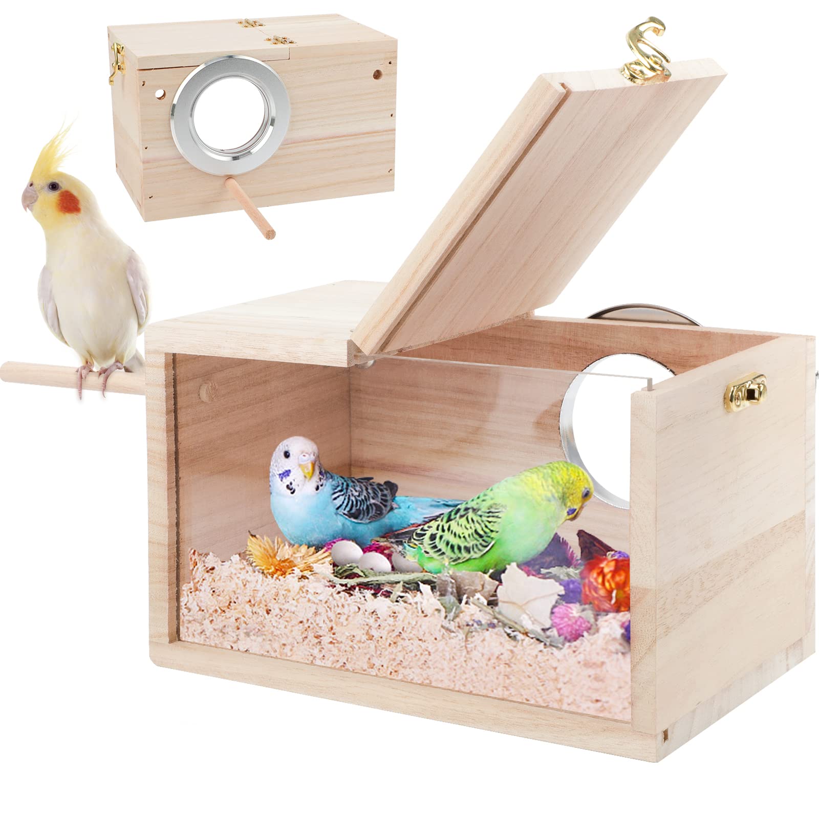 Rypet Parakeet Nesting Box Transparent Design for easy observation during nesting