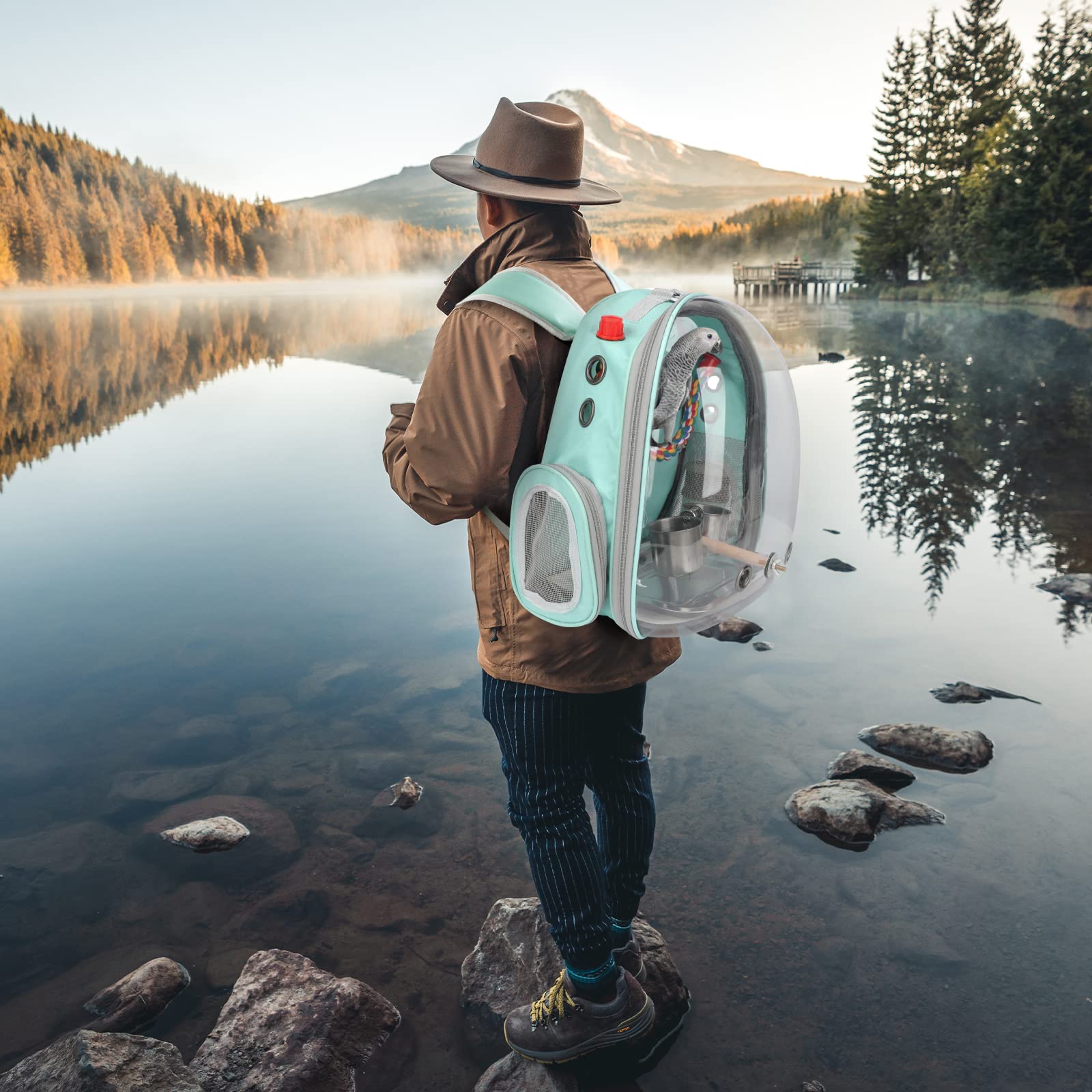 Rypet portable backpack dimensions shown for travel compatibility