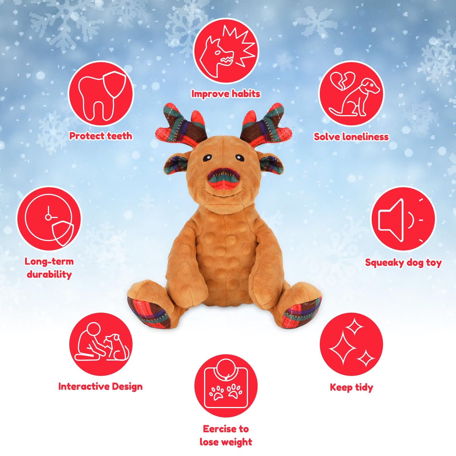 Rypet Reindeer Toy Anxiety-Relief: soothing interactive play for dogs.