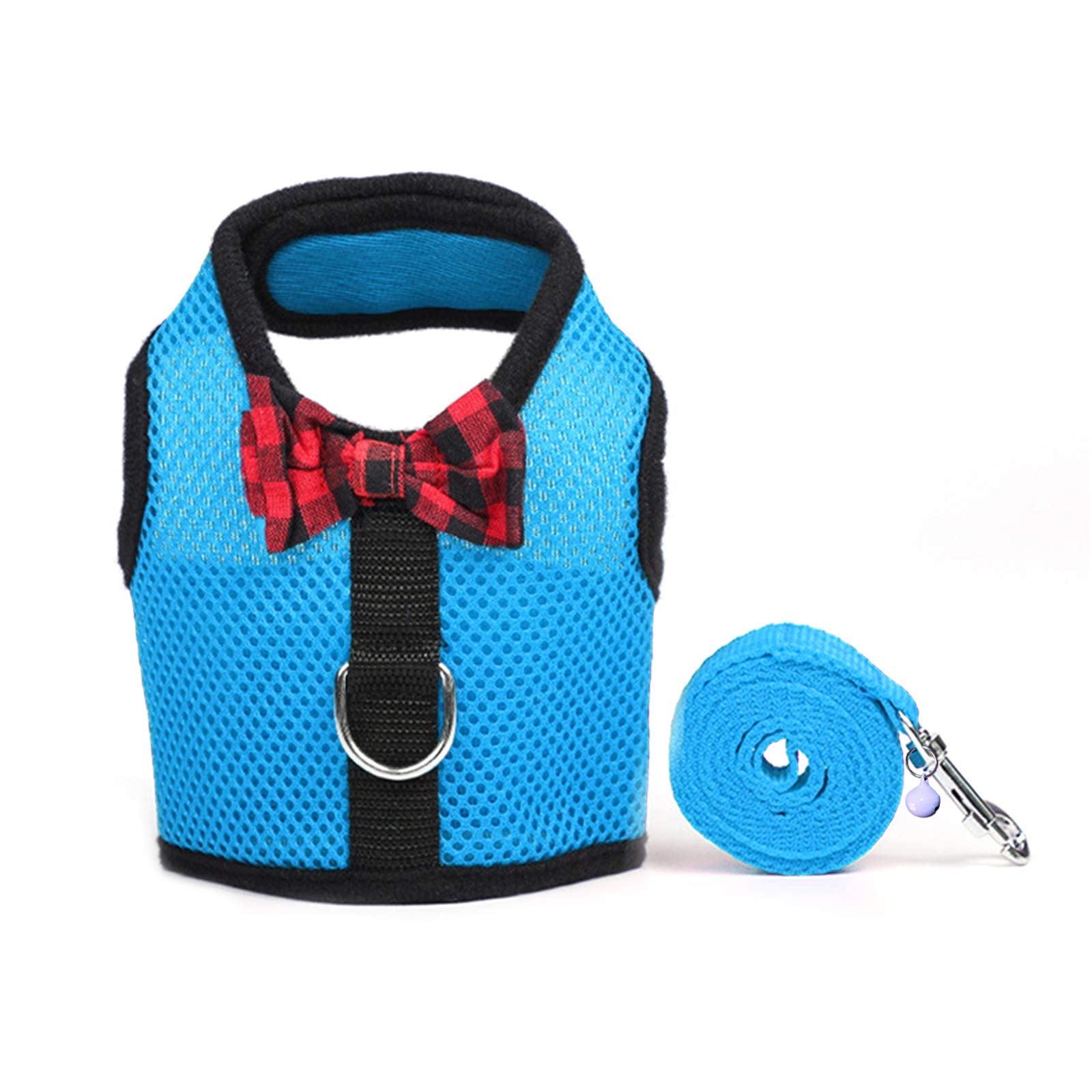 Rypet blue harness side view demonstrates secure fit for tiny pets