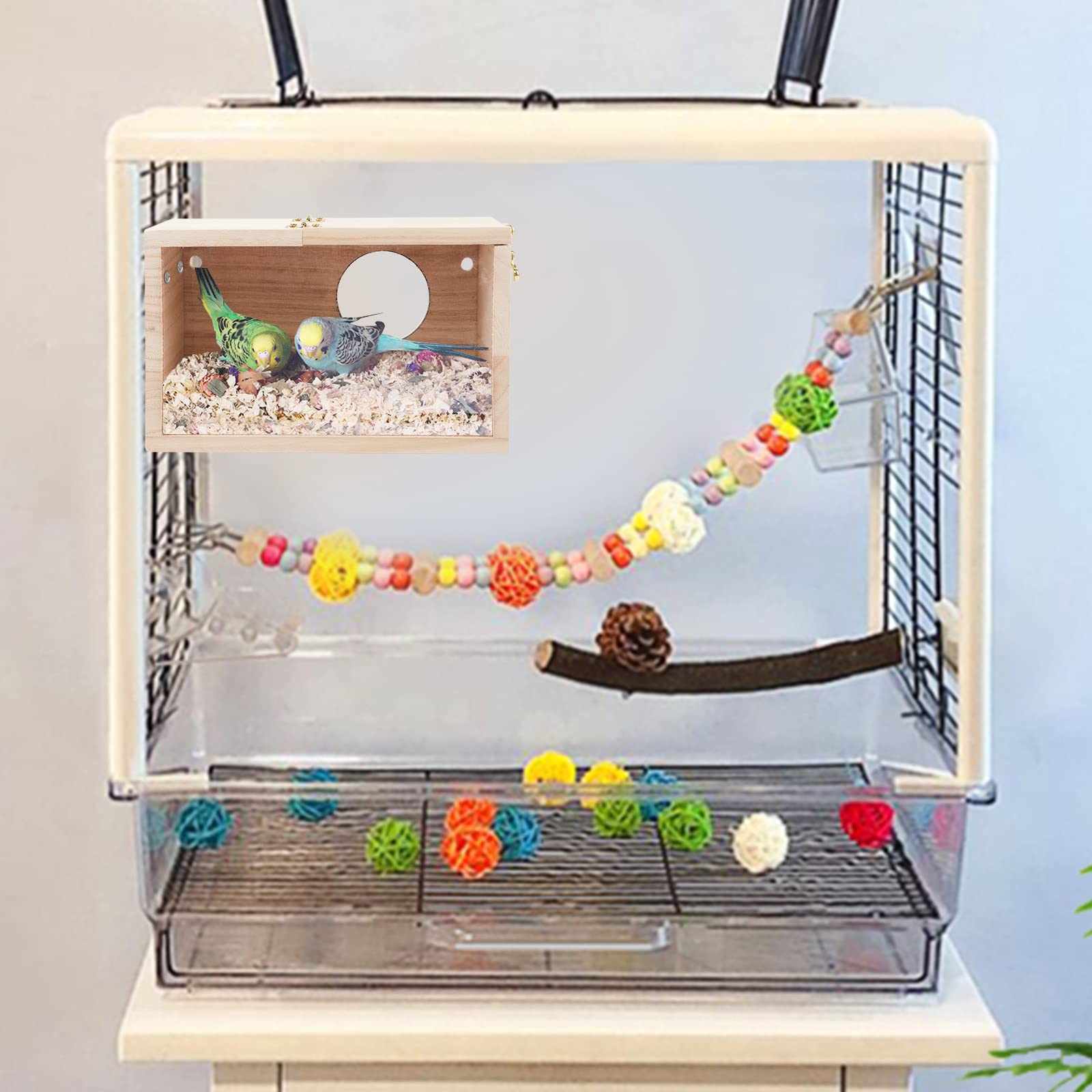 Rypet Small Birds Nesting Box for Budgie and Lovebird supports nesting and bonding