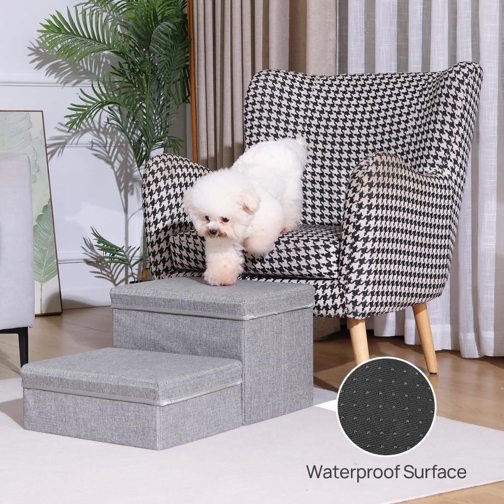 RYpetmia Foldable Dog Stairs top storage area keeps pet supplies organized