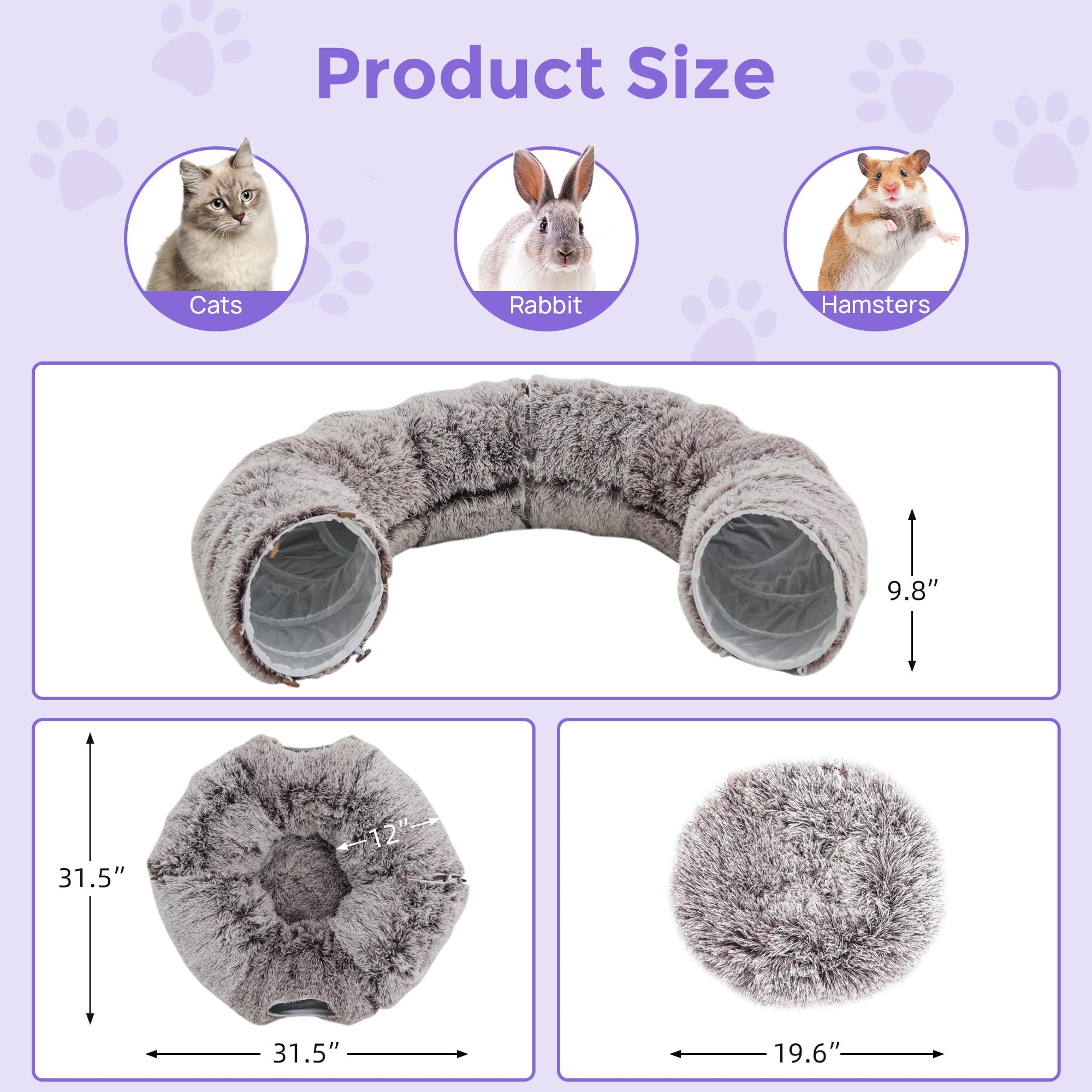 RYpetmia plush cat tunnel bed circular shape option demonstrates customizable play areas.