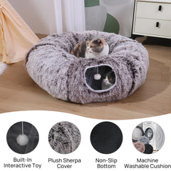 RYpetmia plush cat tunnel bed foldable design shown for easy setup and space-saving storage.