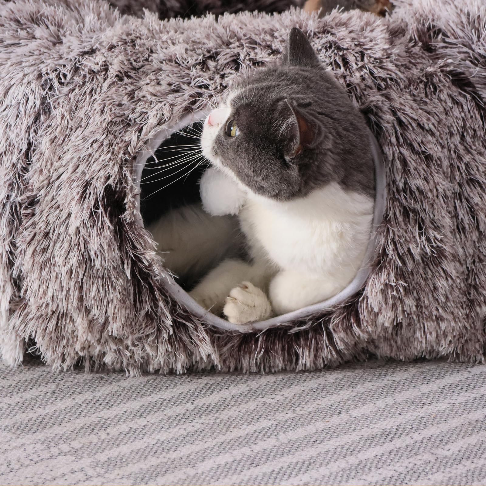 RYpetmia plush cat tunnel bed washable plush keeps resting area clean and ready.