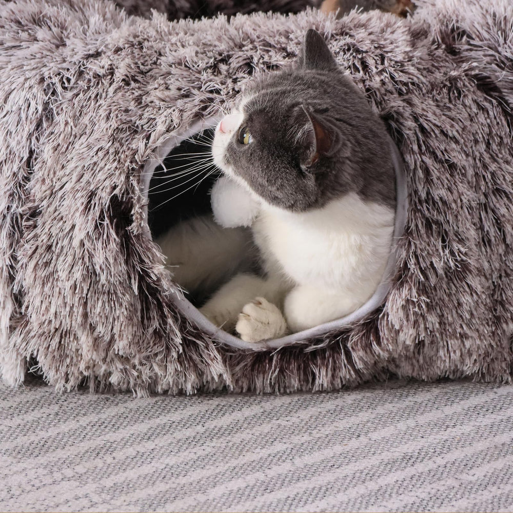 RYpetmia plush cat tunnel bed washable plush keeps resting area clean and ready.