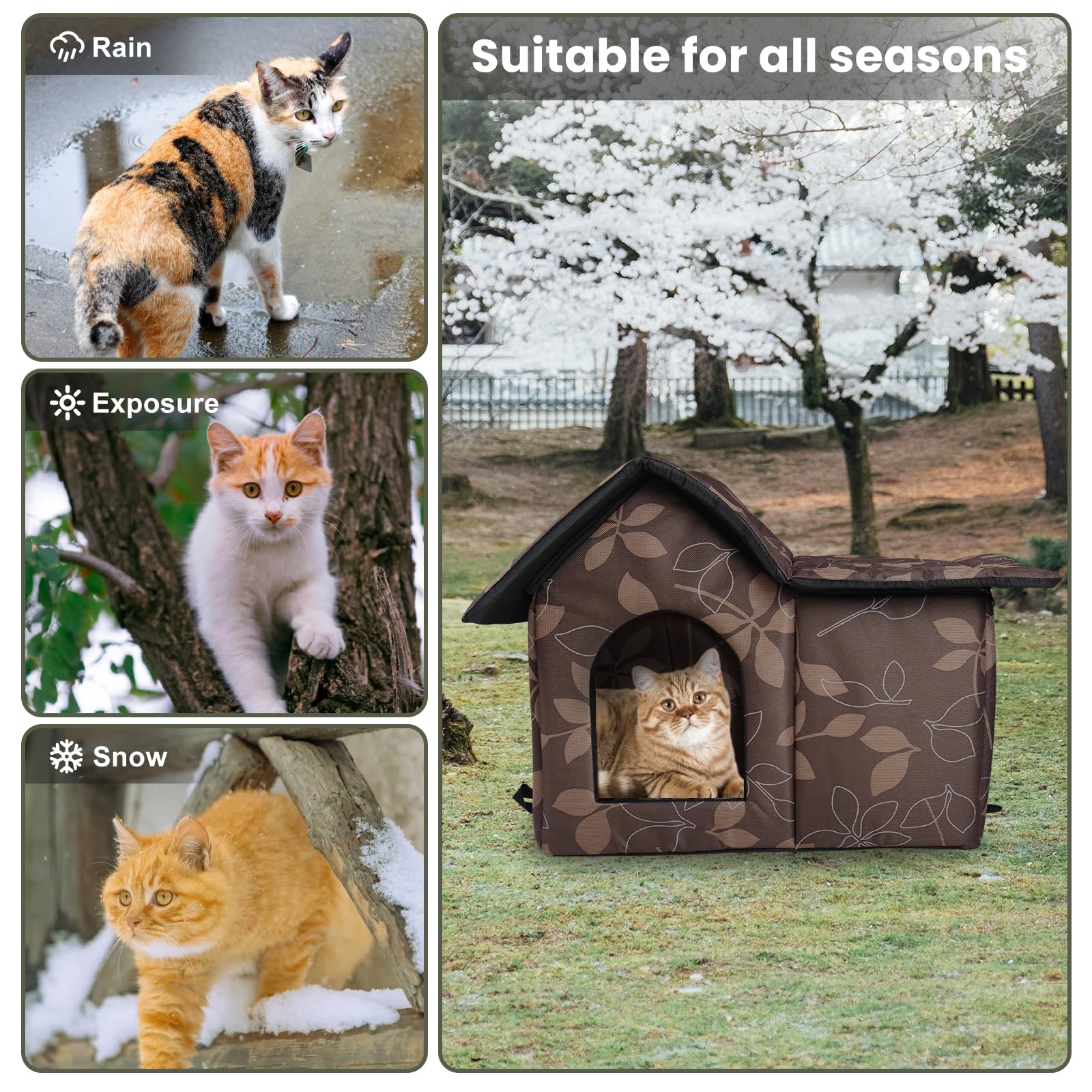 RYUNVOVO cat house size 21 by 15 by 17.7 inches fits one adult cat.