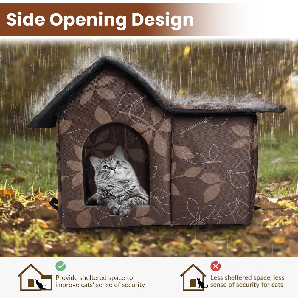 RYUNVOVO outdoor cat house folds flat for easy transport and storage.