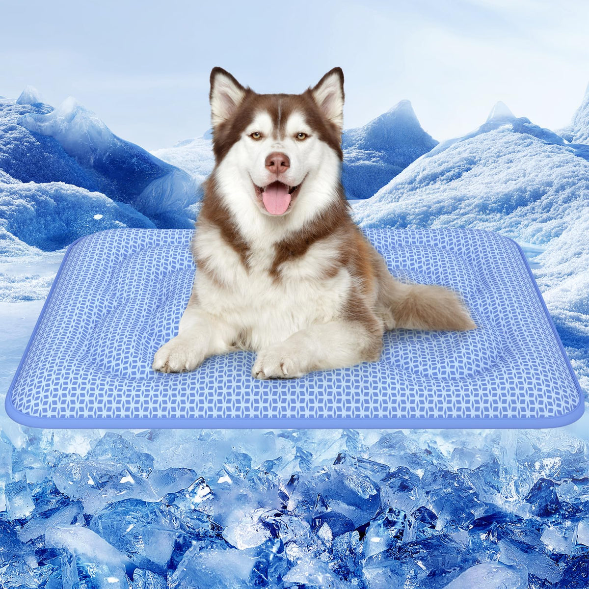 Rywell dog cooling mat 36x27 shows Arc-Chill cooling for hot-day relief