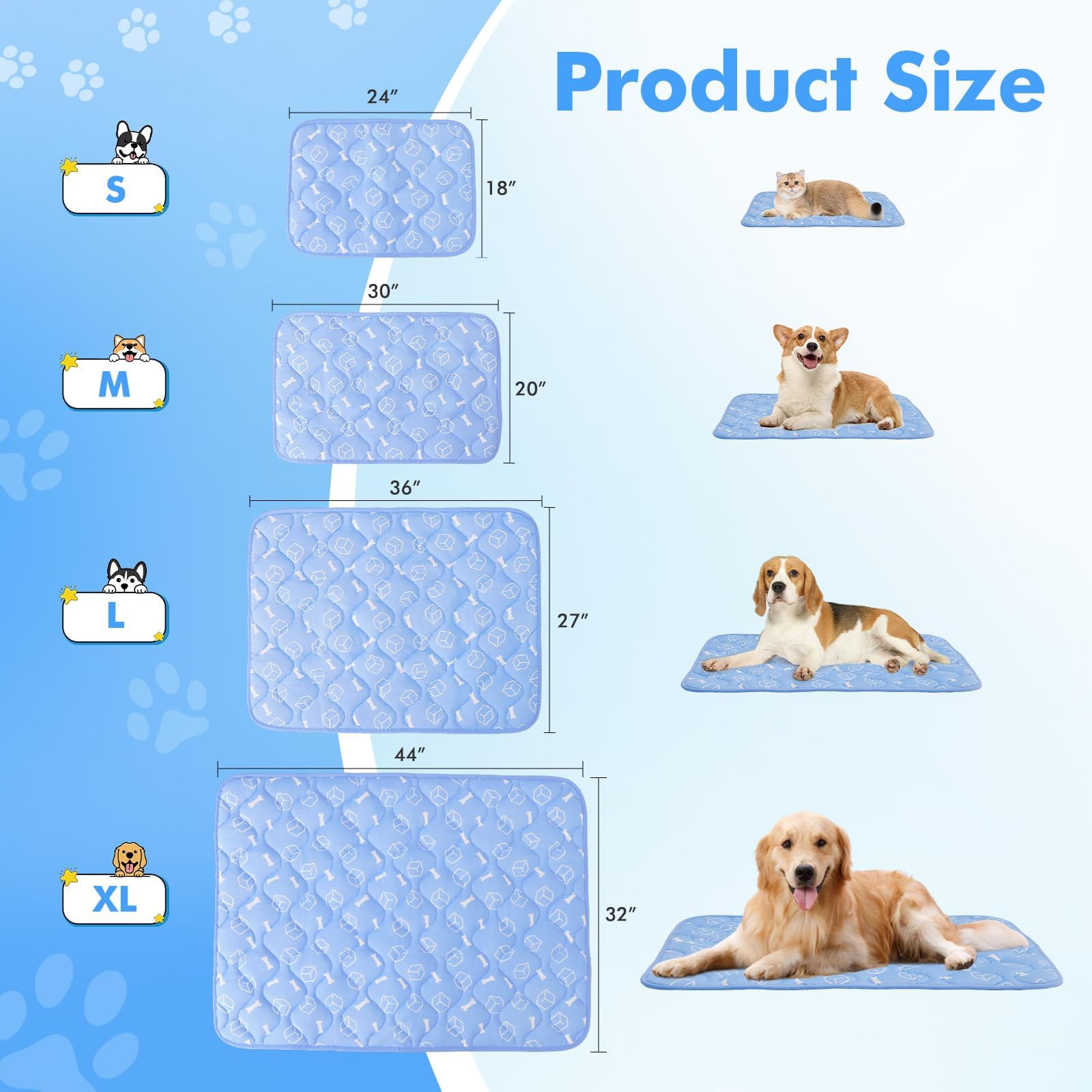 Rywell dog cooling mat thick-padding provides extra comfort for large breeds