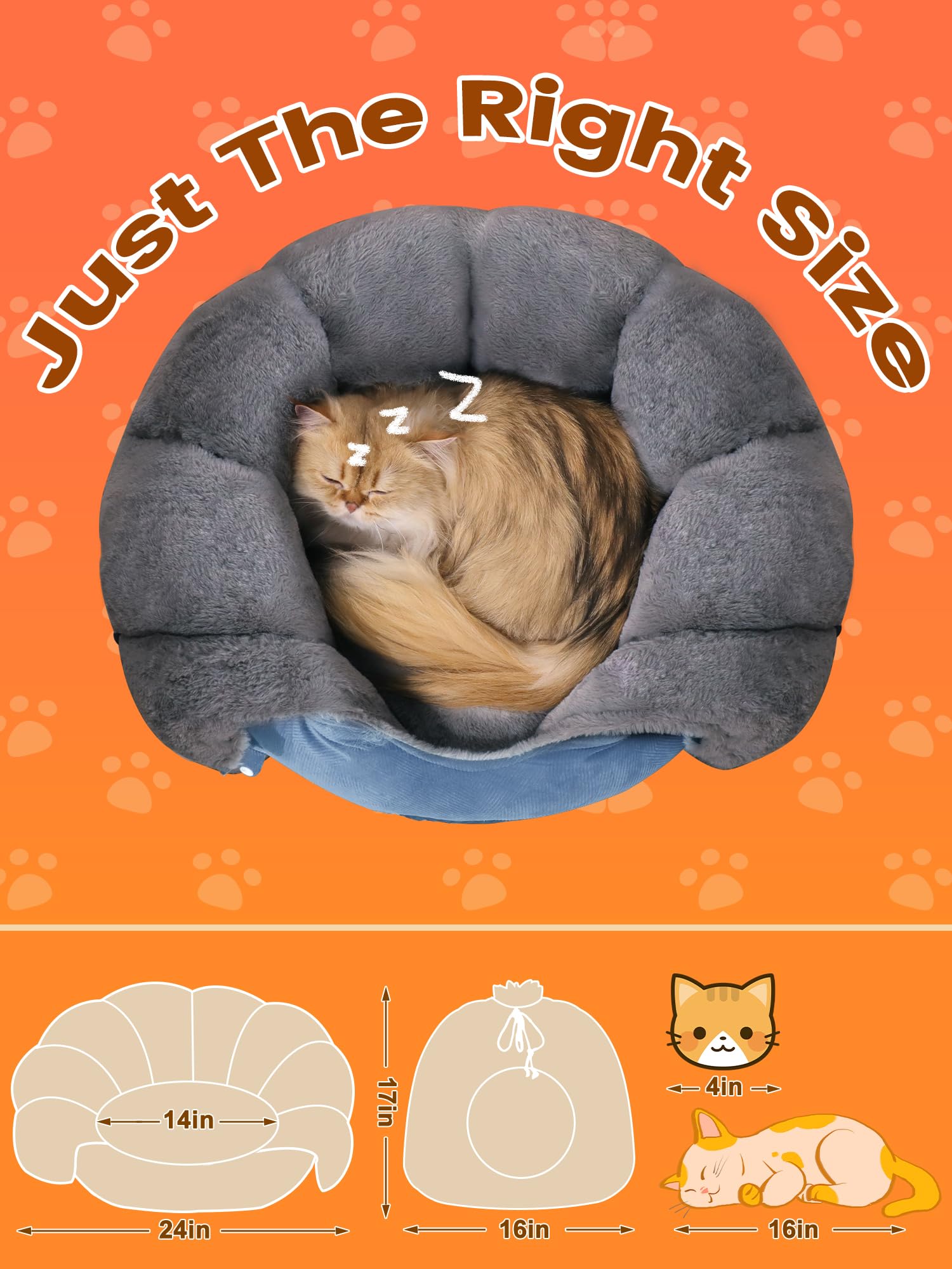 Rywell heated cat bed non-slip bottom stabilizes on slippery floors.