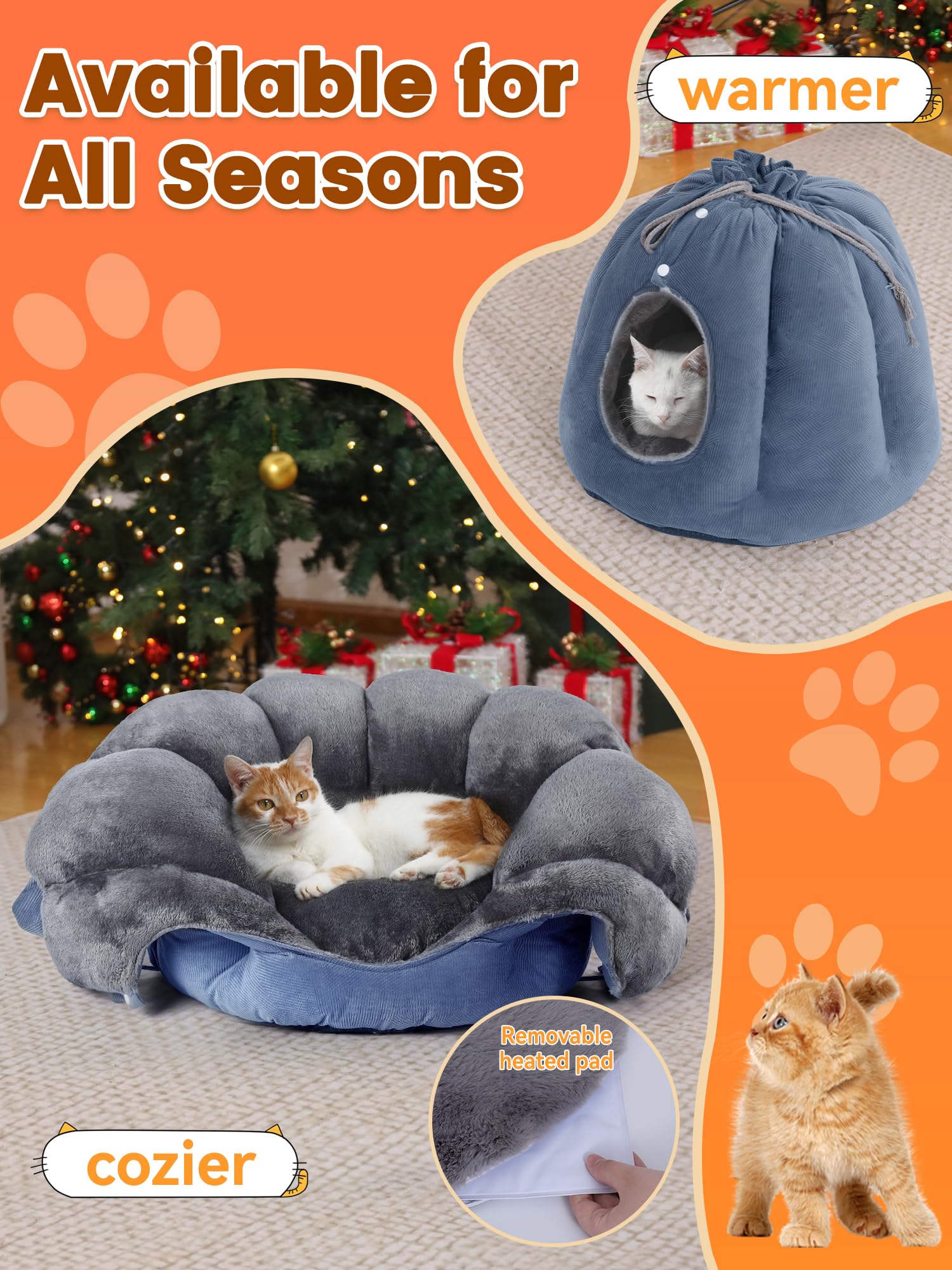 Rywell heated cat bed overheat protection emphasizing safe warmth.