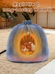 Rywell heated cat bed with removable heating pad for easy washing.