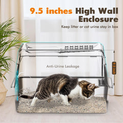 Rywell litter box front configuration with door and pedal, aids easy use for seniors.