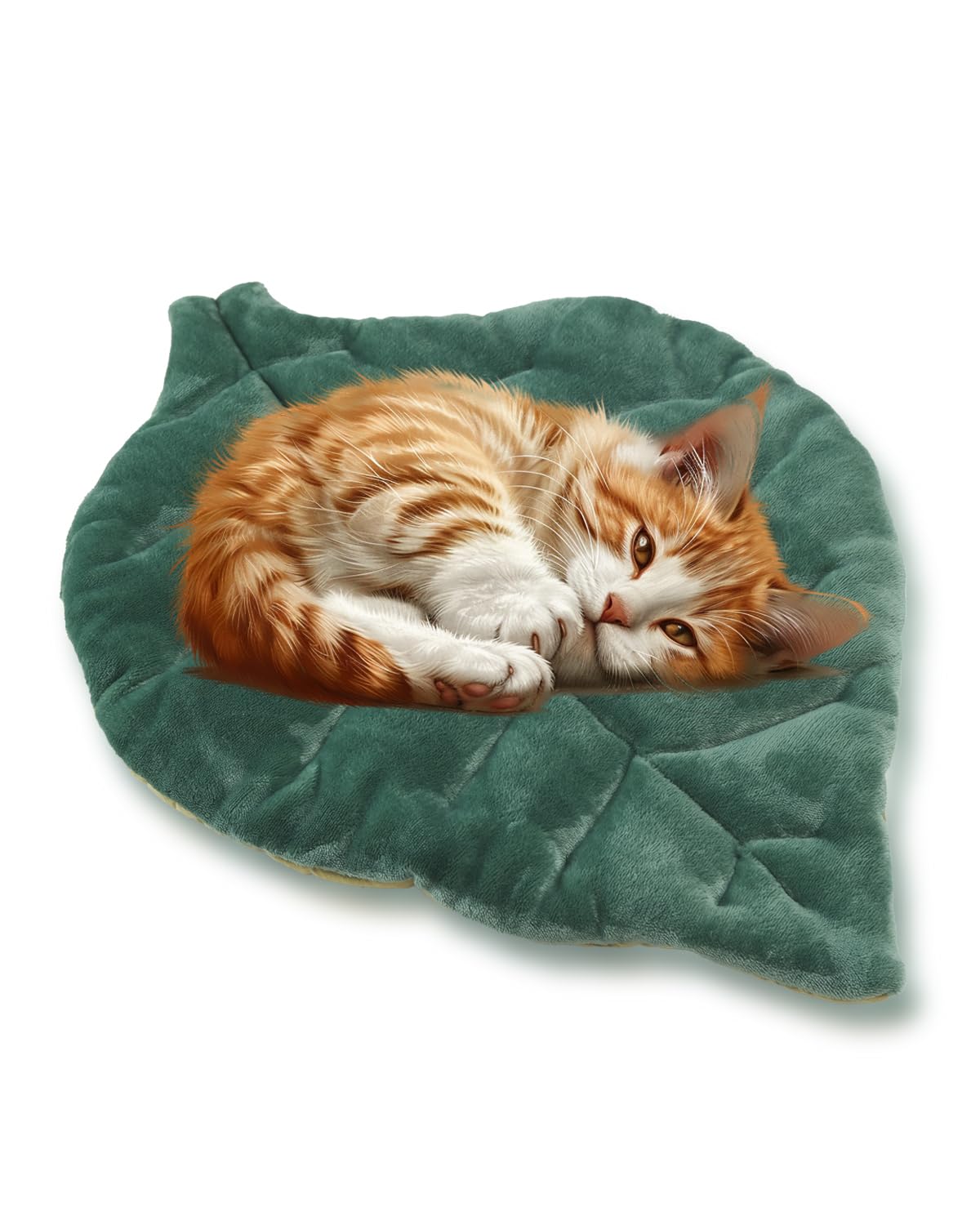 Rzxlszy cat mat leaf design closeup showcasing soft fabric and warmth