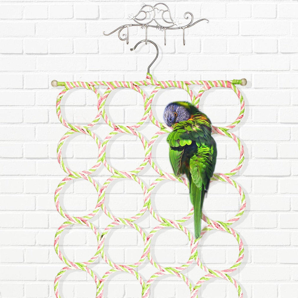 S-Mechanic parrot swing net with hooks demonstrates quick, secure mounting