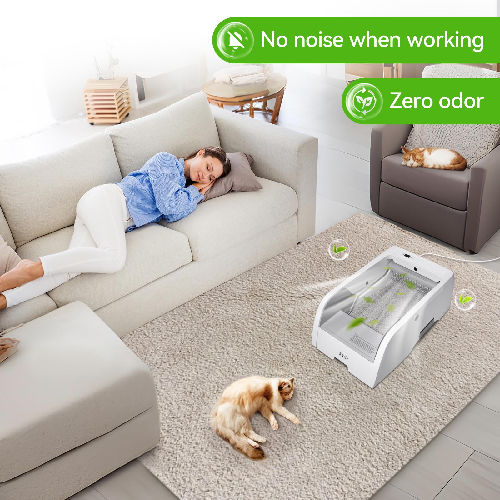 S6 Self Cleaning Litter Box app controls and safety sensors for peace of mind