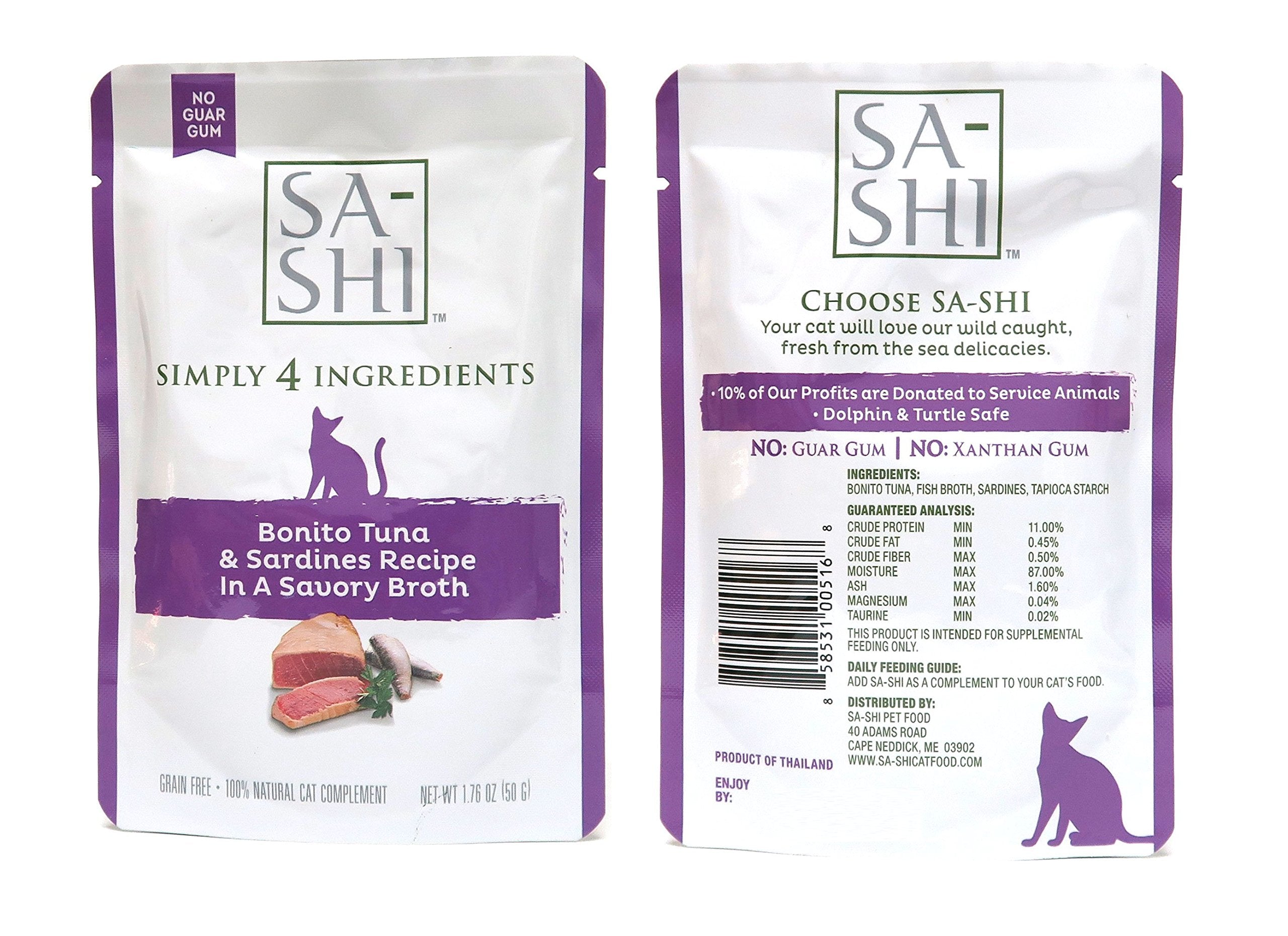 Sa-Shi tuna and sea bream mackerel pouch in savory broth for cats