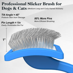 Saccison long-pin brush angled-detail showing deep coat reach