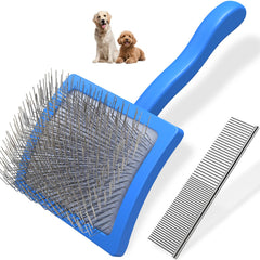Saccison slicker brush blue large front view for easier detangling