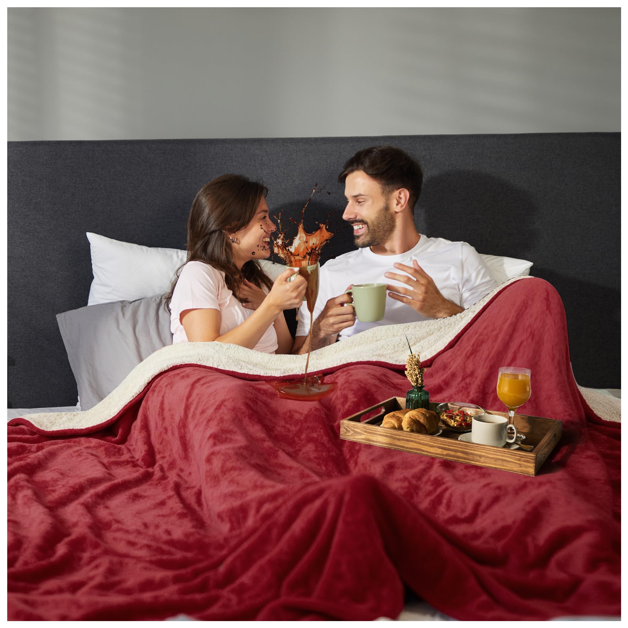 Sacred Weapon waterproof blanket for bed with dual sherpa and fleece texture for cozy protection.