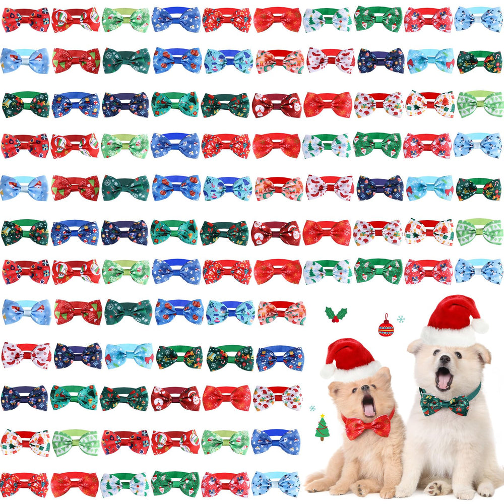 Sadnyy Christmas dog collar bow ties adjustable fit for small to medium dogs.