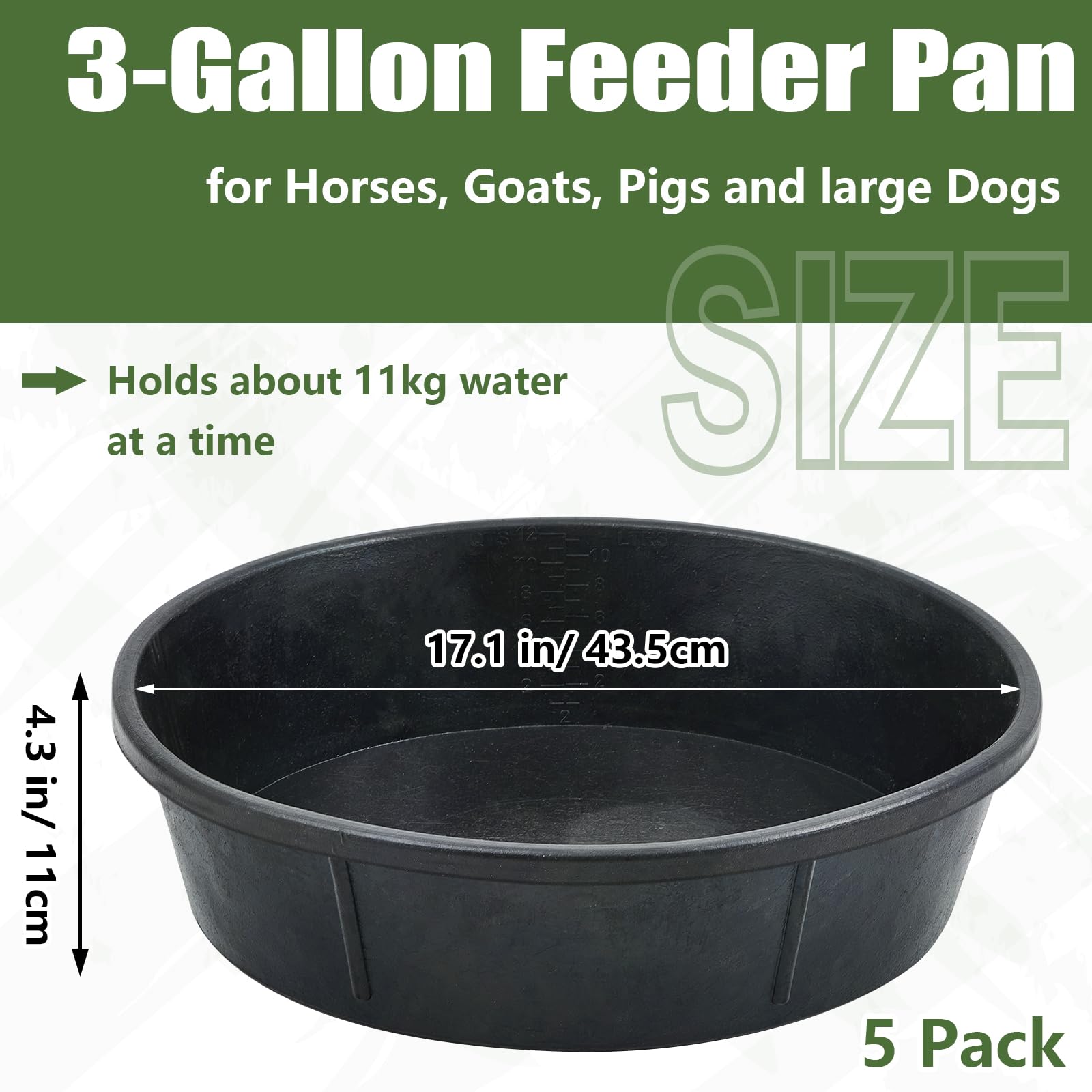 Sadnyy 3-gallon rubber feeder pan with compact size for easy handling and efficient feeding