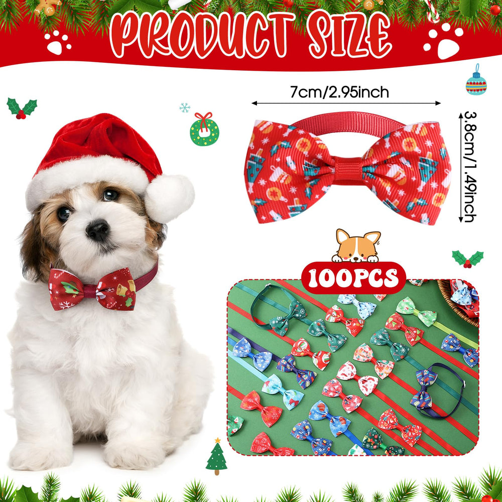 Sadnyy bow ties featuring Santa and Snowman patterns add festive charm to pets.