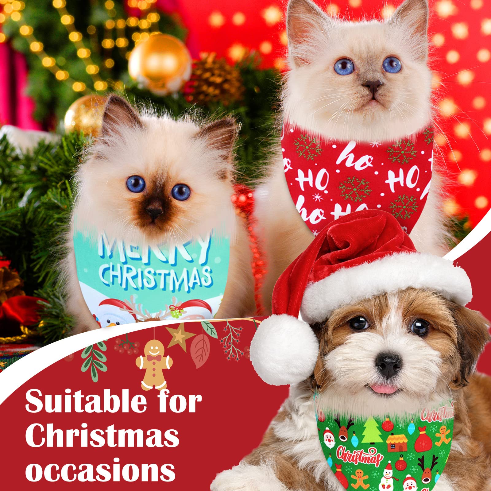 Sadnyy Christmas dog bandana Christmas tree pattern coordinates with holiday decor.