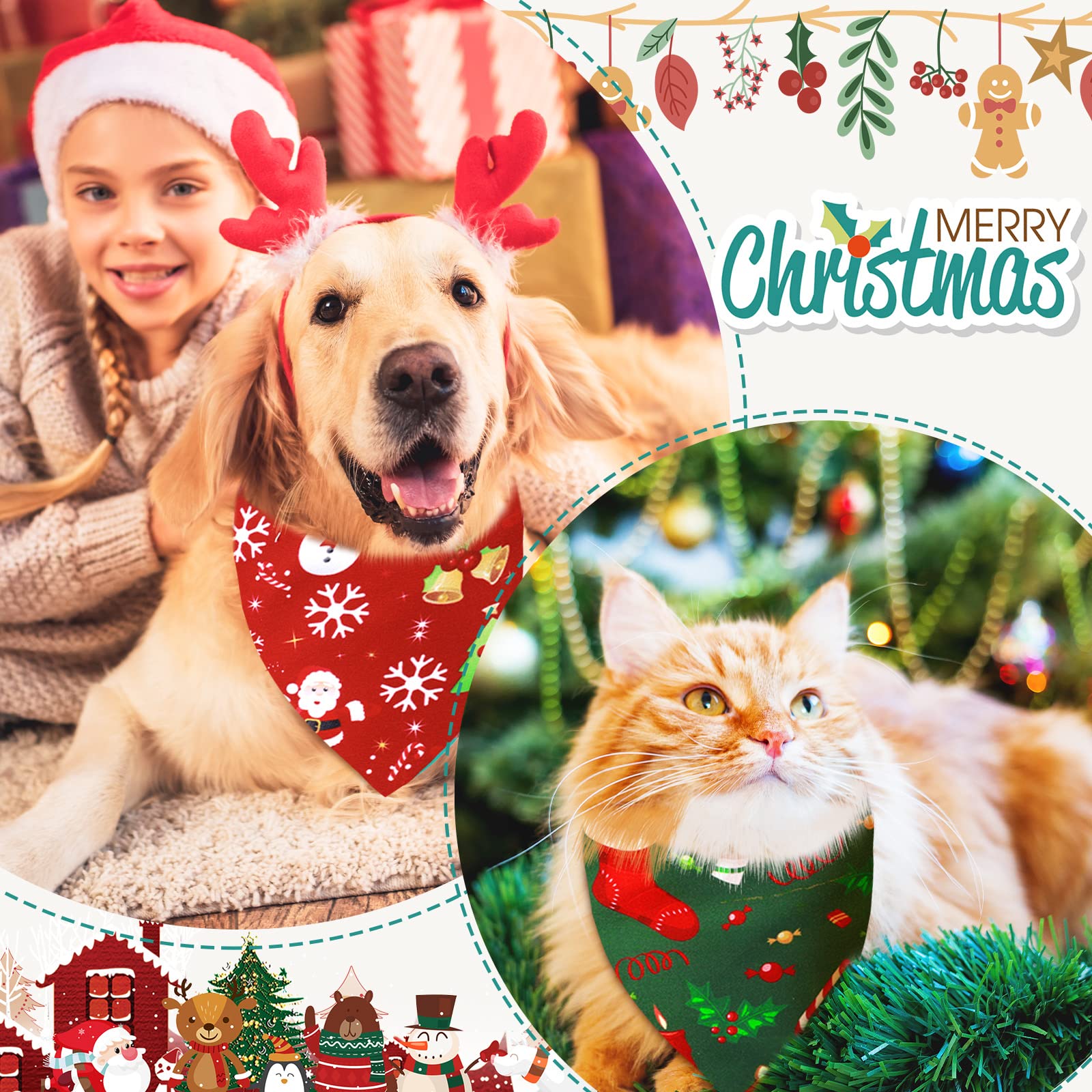 Sadnyy Christmas dog bandana snowflake design keeps pets festive during winter walks.