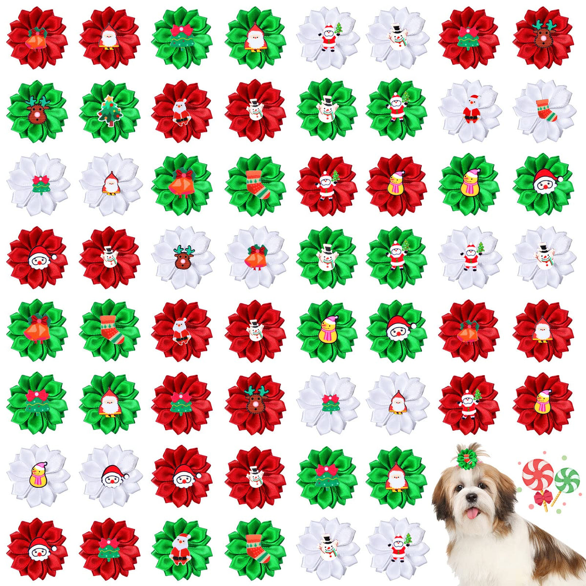 Sadnyy Christmas dog bows Santa Claus design adds festive charm to pets.