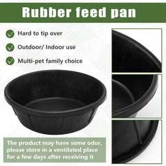 Sadnyy rubber feed pan 8qt left view emphasizes large capacity for livestock feeding.