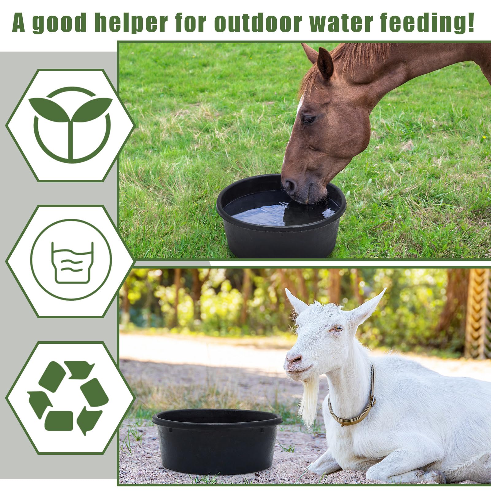 Sadnyy rubber feed pan with 10.6 x 4.1 inch dimensions highlights ample capacity.