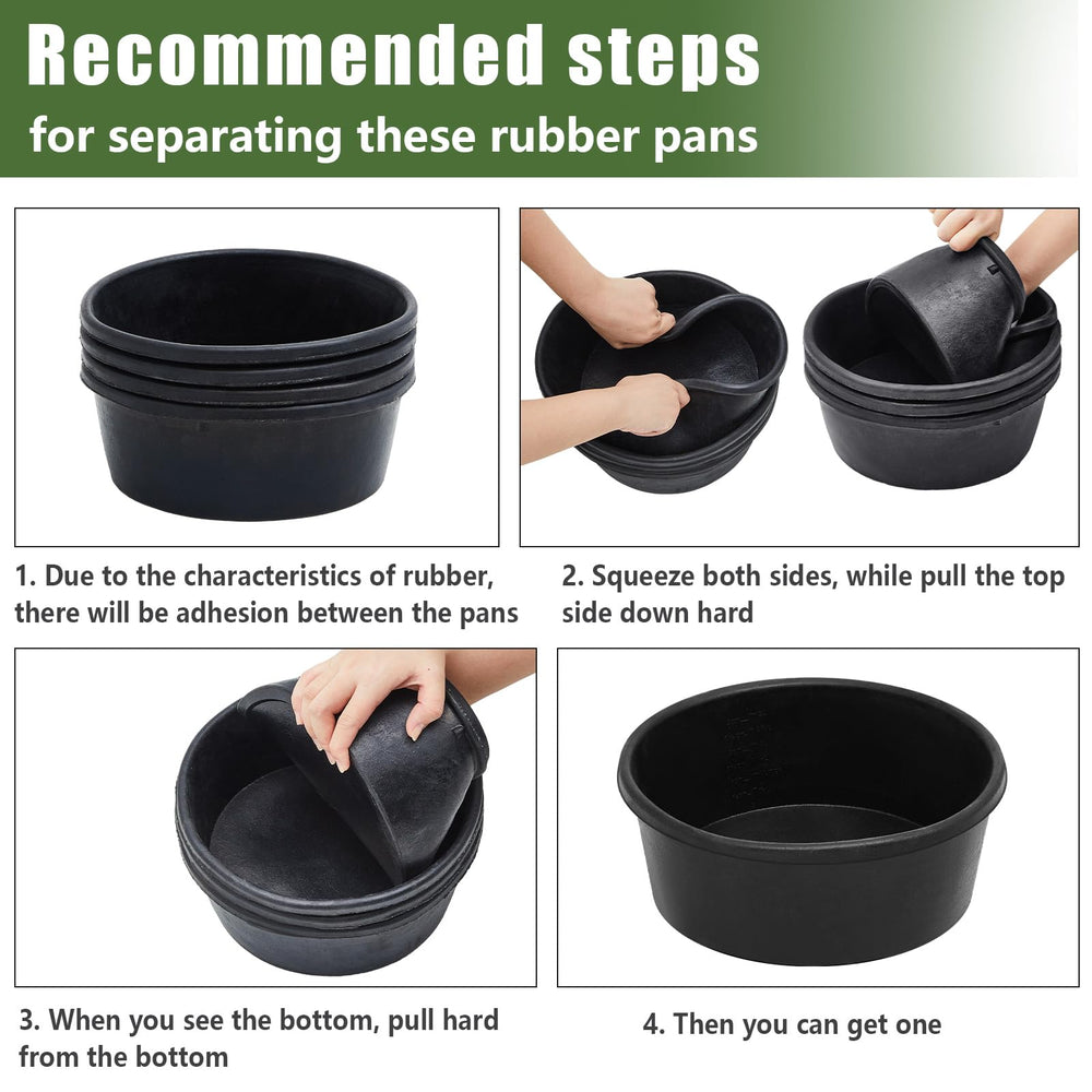 Sadnyy rubber feed pan stackable design saves space when storing or transporting.