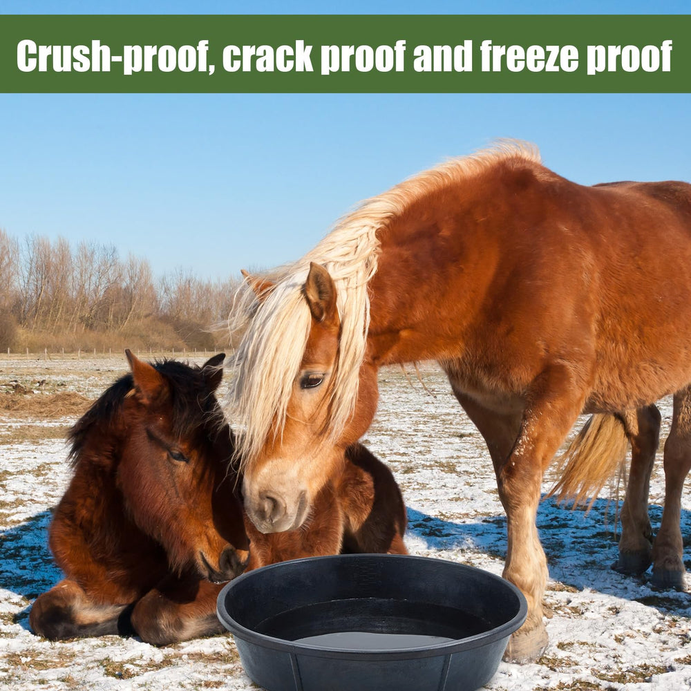 Sadnyy stackable rubber feeder pans save space in barn or kitchen