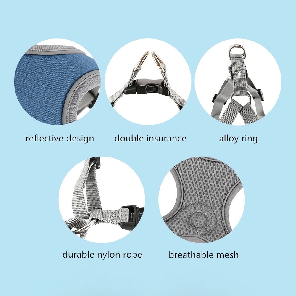 SAEGYPET adjustable no-pull design reduces tugging and chafing.