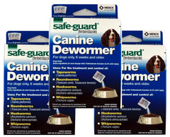 SAFE-GUARD canine dewormer pouches pack 3 offers easy dosing and broad-spectrum protection for dogs.