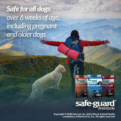 SAFE-GUARD packaging close-up highlights safe use across puppies and adults