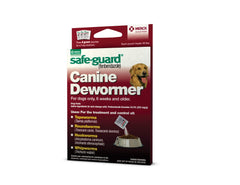 SAFE-GUARD fenbendazole pouch front shows 4g dose for dogs up to 40 lbs