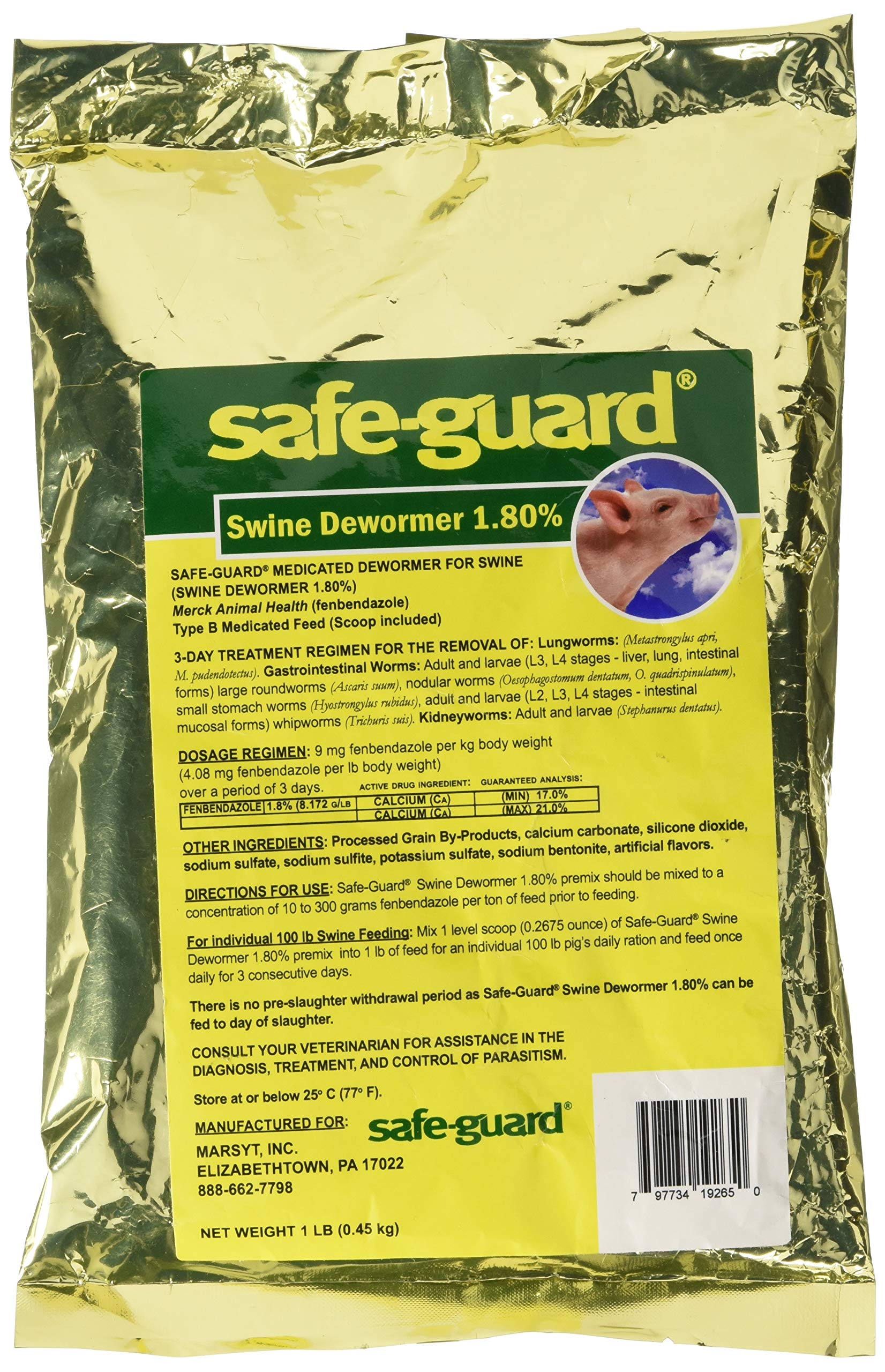 Safe-Guard Swine Scoop packaging showing 1 lb dewormer for easier pig dosing.