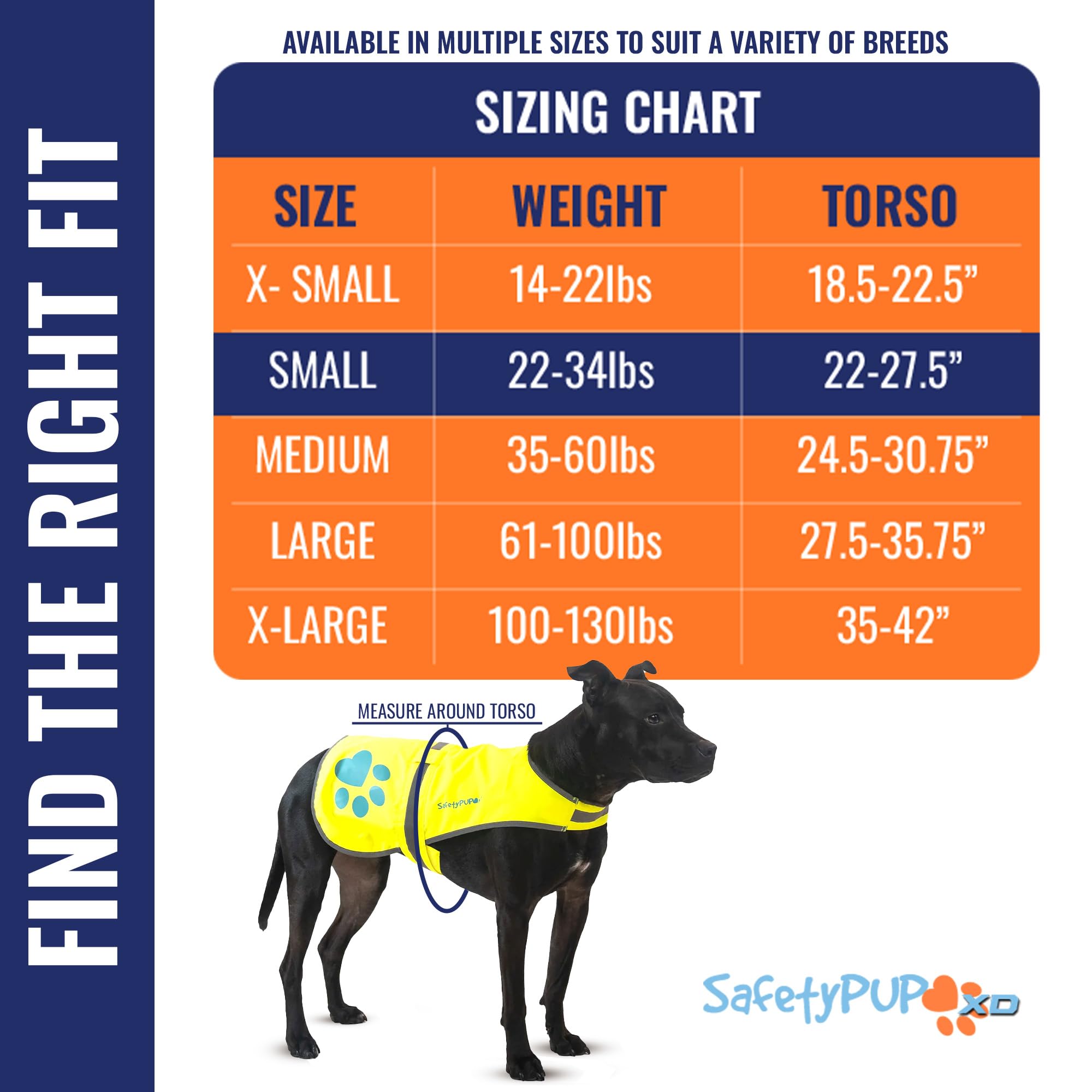 SafetyPUP XD dog vest yellow back view improves night-time recognition and safety