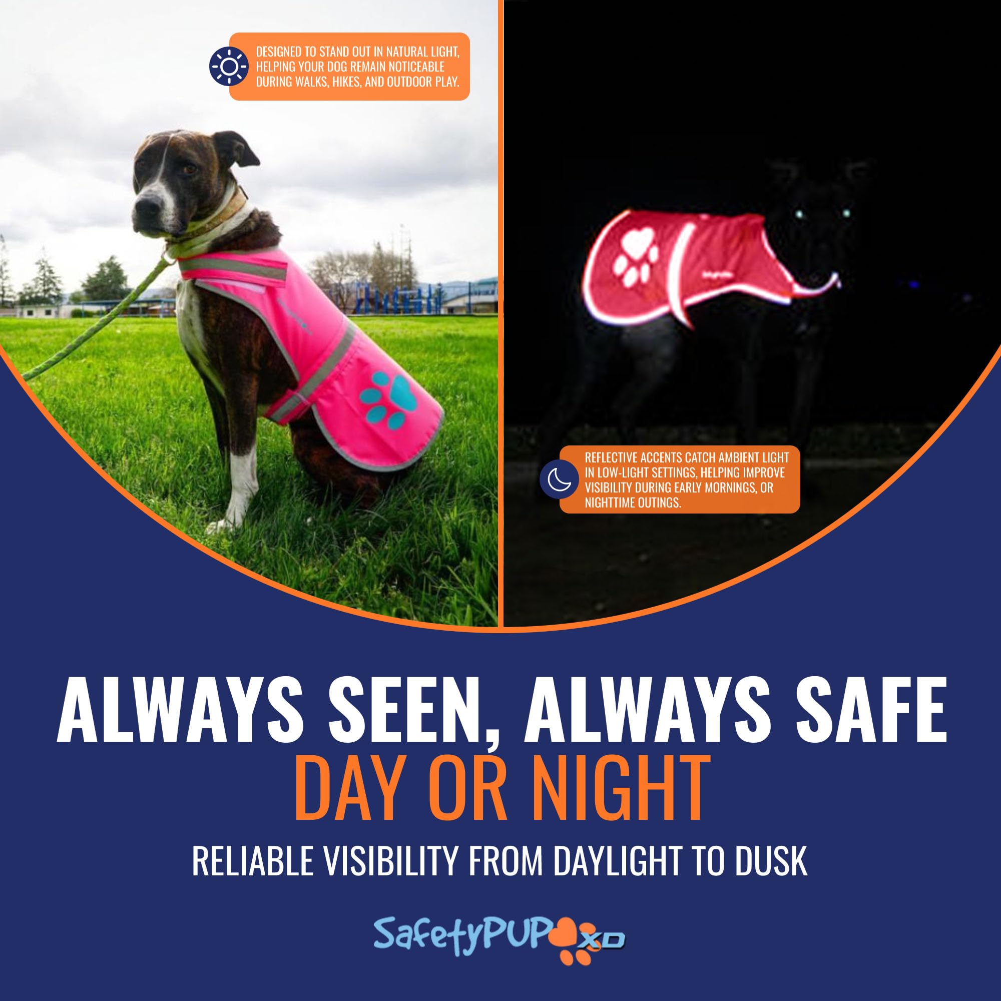 SafetyPUP XD urban vest pink utility strap shown for hanging bags or carabiners