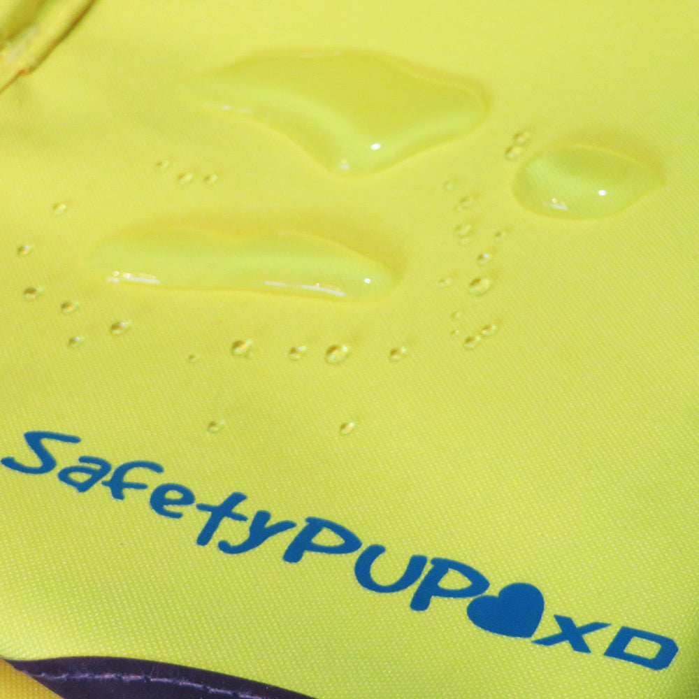 SafetyPUP XD vest size-large diagram highlights fit for 61–100 lb dogs.