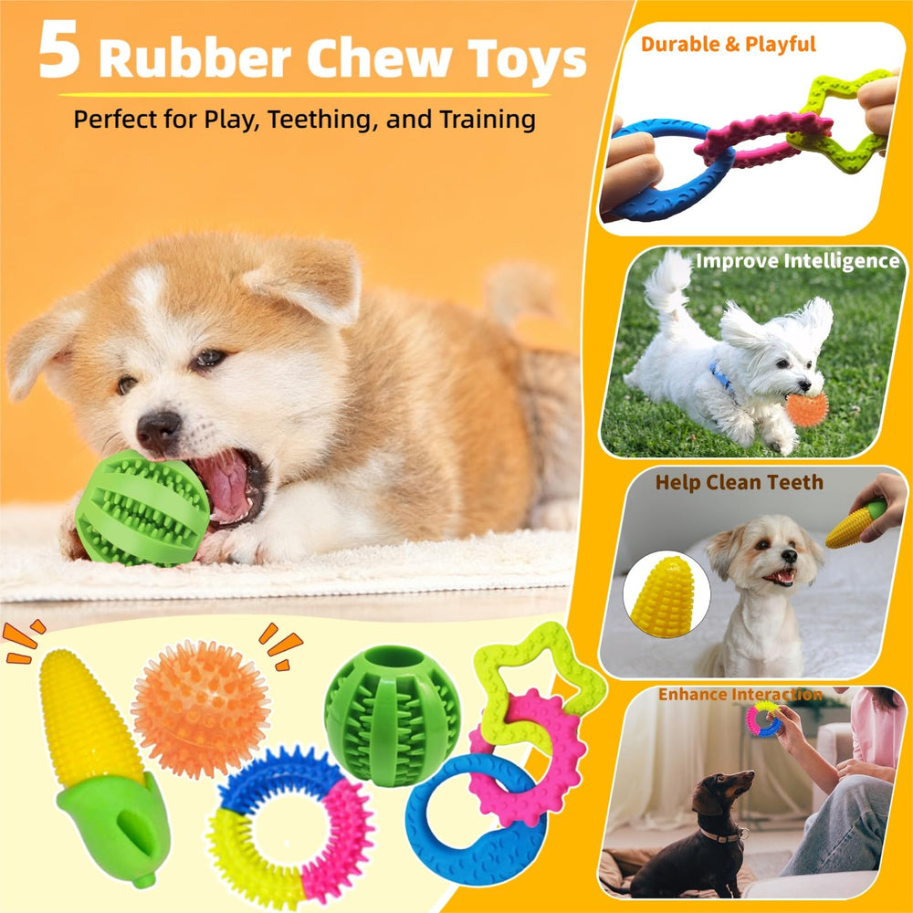 Sagildoq Puppy Teething Toys 15 Pack — rope fibers help massage gums during chew sessions